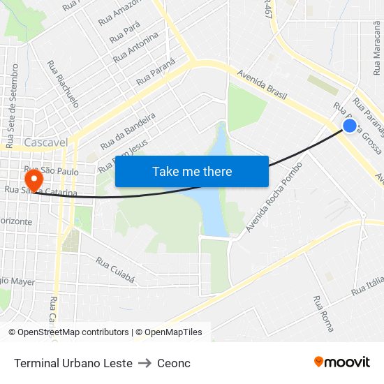 Terminal Urbano Leste to Ceonc map