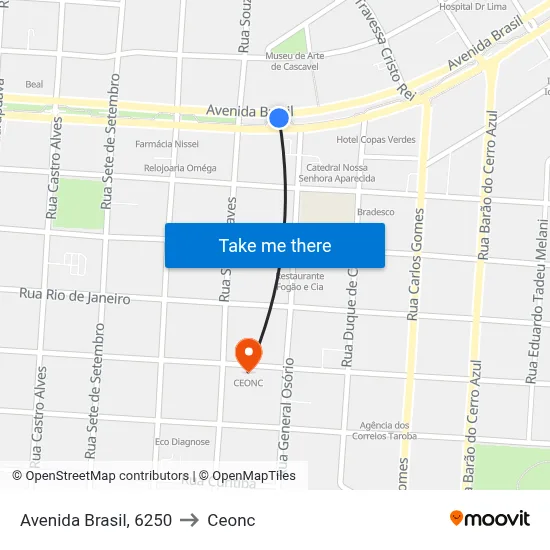 Avenida Brasil, 6250 to Ceonc map