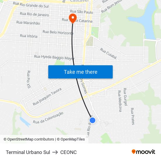 Terminal Urbano Sul to CEONC map