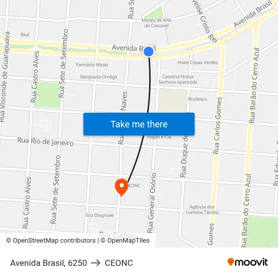 Avenida Brasil, 6250 to CEONC map