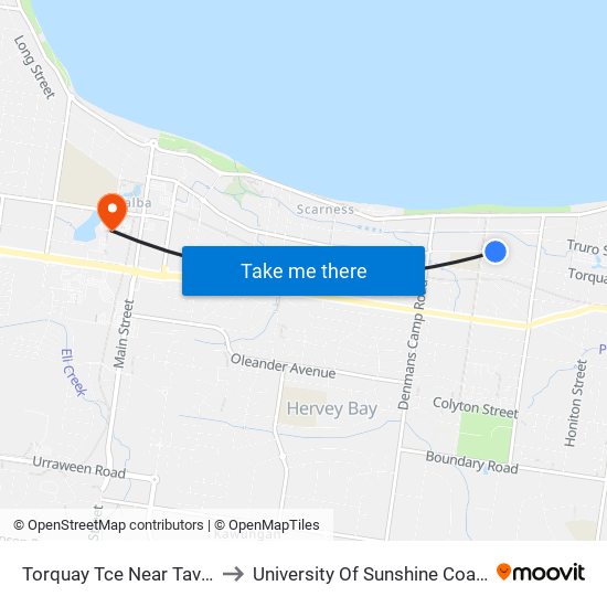 Torquay Tce Near Tavistock St Hail 'N' Ride to University Of Sunshine Coast - Fraser Coast Campus map