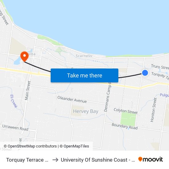 Torquay Terrace at Bideford St to University Of Sunshine Coast - Fraser Coast Campus map