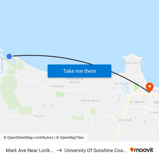 Mark Ave Near Lorikeet Ave Hail 'N' Ride to University Of Sunshine Coast - Fraser Coast Campus map