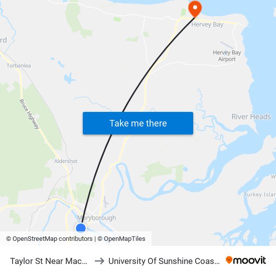 Taylor St Near Mackay Dr Hail 'N' Ride to University Of Sunshine Coast - Fraser Coast Campus map