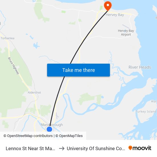 Lennox St Near St Marys College Hail 'N' Ride to University Of Sunshine Coast - Fraser Coast Campus map