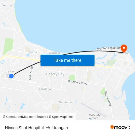Nissen St at Hospital to Urangan map