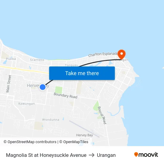 Magnolia St at Honeysuckle Avenue to Urangan map