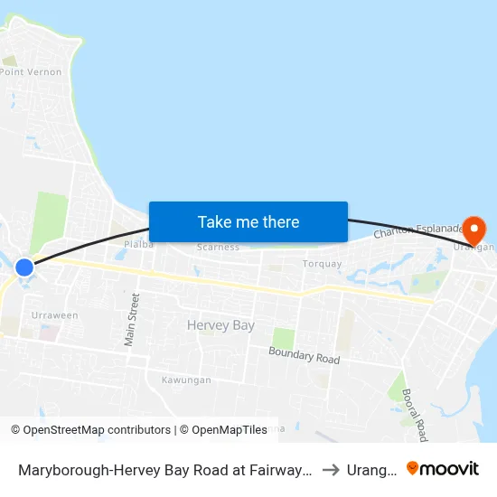 Maryborough-Hervey Bay Road at Fairway Drive to Urangan map