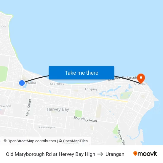Old Maryborough Rd at Hervey Bay High to Urangan map