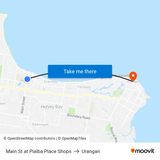 Main St at Pialba Place Shops to Urangan map