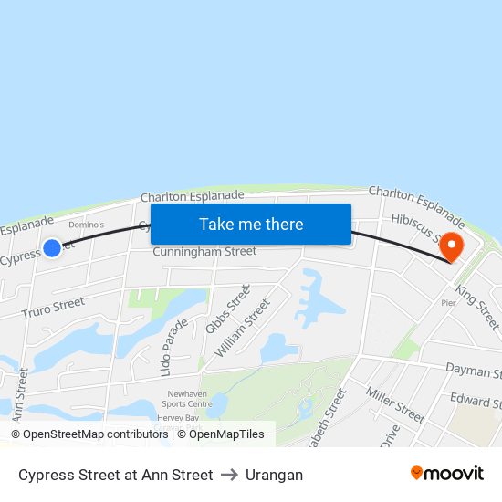 Cypress Street at Ann Street to Urangan map