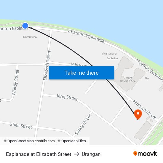 Esplanade at Elizabeth Street to Urangan map