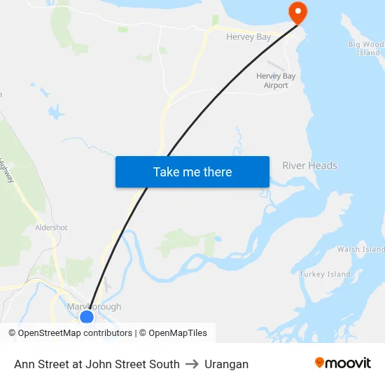 Ann Street at John Street South to Urangan map