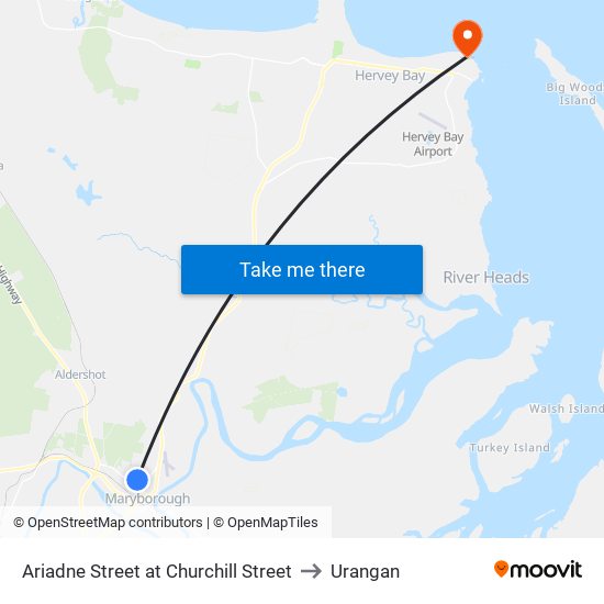 Ariadne Street at Churchill Street to Urangan map