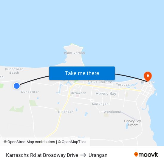 Karraschs Rd at Broadway Drive to Urangan map