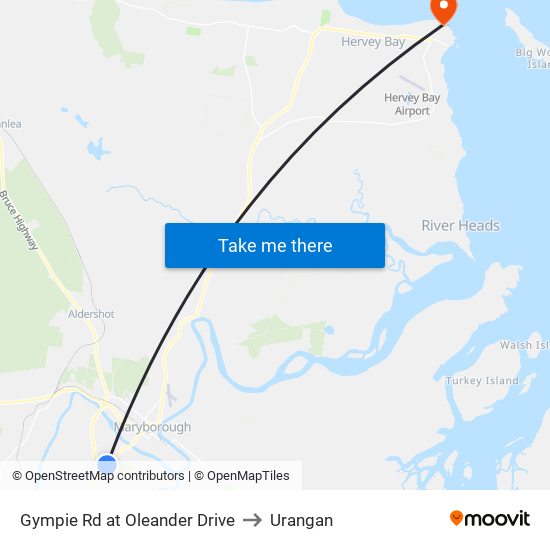 Gympie Rd at Oleander Drive to Urangan map