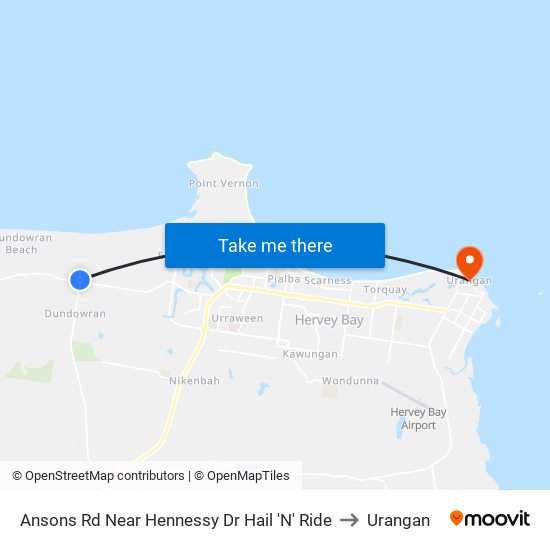 Ansons Rd Near Hennessy Dr Hail 'N' Ride to Urangan map
