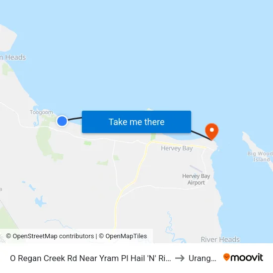O Regan Creek Rd Near Yram Pl Hail 'N' Ride to Urangan map