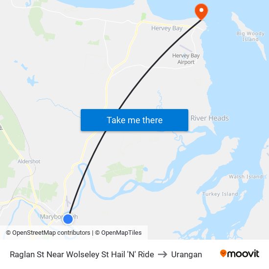 Raglan St Near Wolseley St Hail 'N' Ride to Urangan map