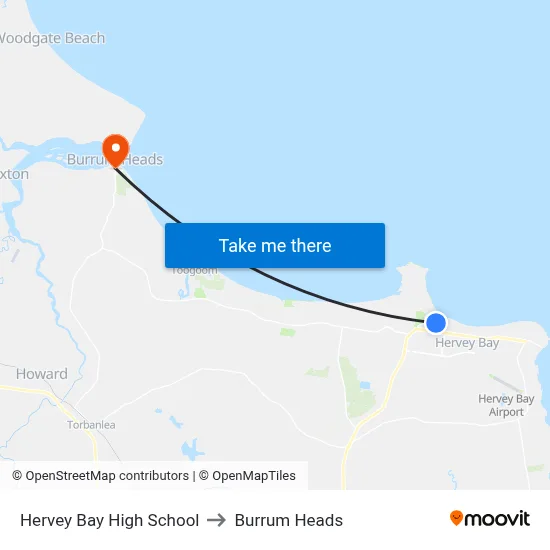 Hervey Bay High School to Burrum Heads map