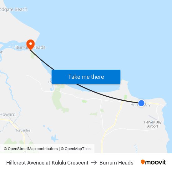 Hillcrest Avenue at Kululu Crescent to Burrum Heads map