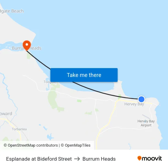 Esplanade at Bideford Street to Burrum Heads map