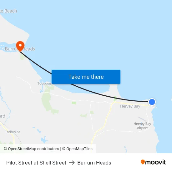 Pilot Street at Shell Street to Burrum Heads map