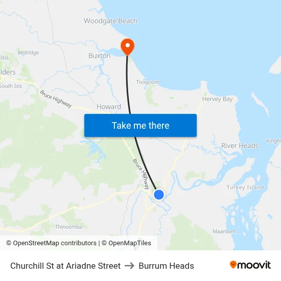 Churchill St at Ariadne Street to Burrum Heads map