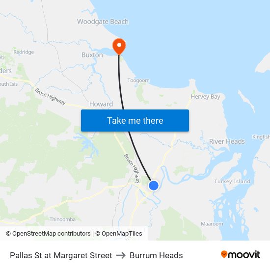 Pallas St at Margaret Street to Burrum Heads map