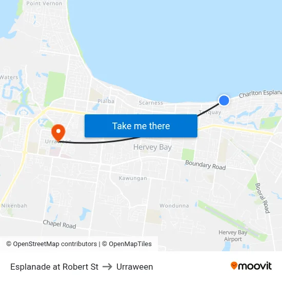 Esplanade at Robert St to Urraween map