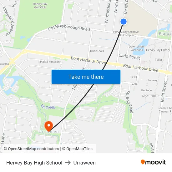 Hervey Bay High School to Urraween map