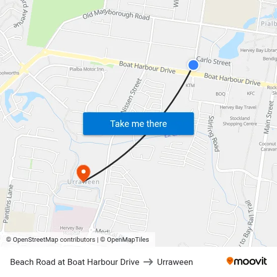 Beach Road at Boat Harbour Drive to Urraween map