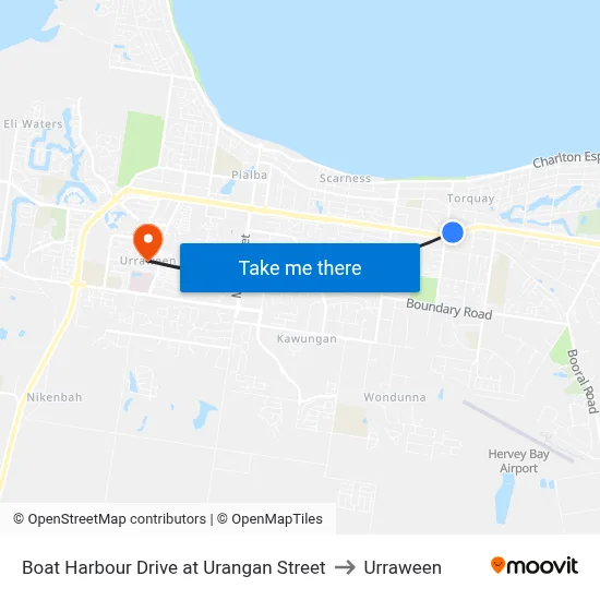 Boat Harbour Drive at Urangan Street to Urraween map