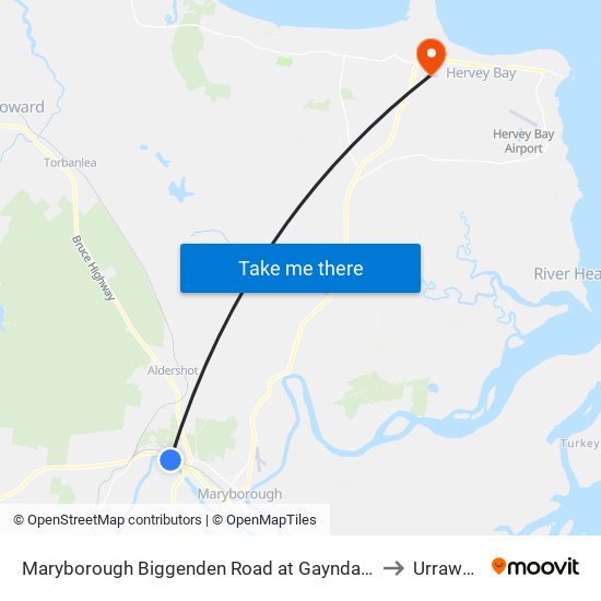 Maryborough Biggenden Road at Gayndah Road to Urraween map