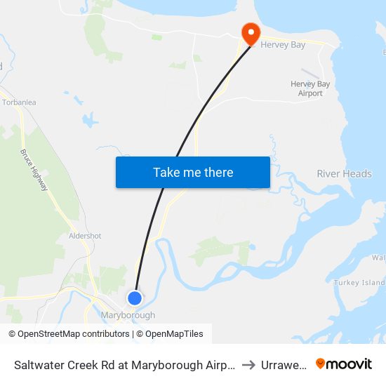 Saltwater Creek Rd at Maryborough Airport to Urraween map