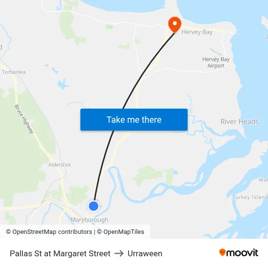 Pallas St at Margaret Street to Urraween map