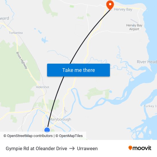 Gympie Rd at Oleander Drive to Urraween map