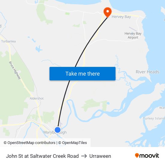 John St at Saltwater Creek Road to Urraween map