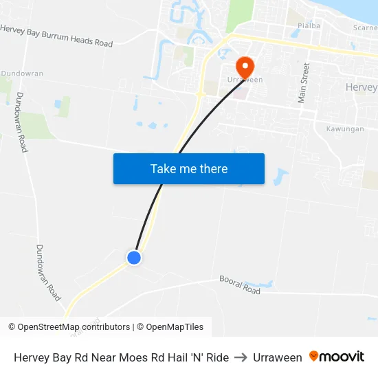 Hervey Bay Rd Near Moes Rd Hail 'N' Ride to Urraween map