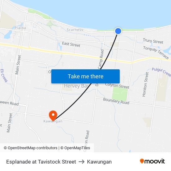 Esplanade at Tavistock Street to Kawungan map