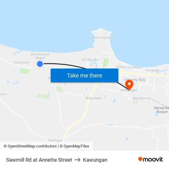 Sawmill Rd at Annette Street to Kawungan map