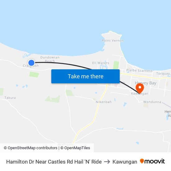 Hamilton Dr Near Castles Rd Hail 'N' Ride to Kawungan map