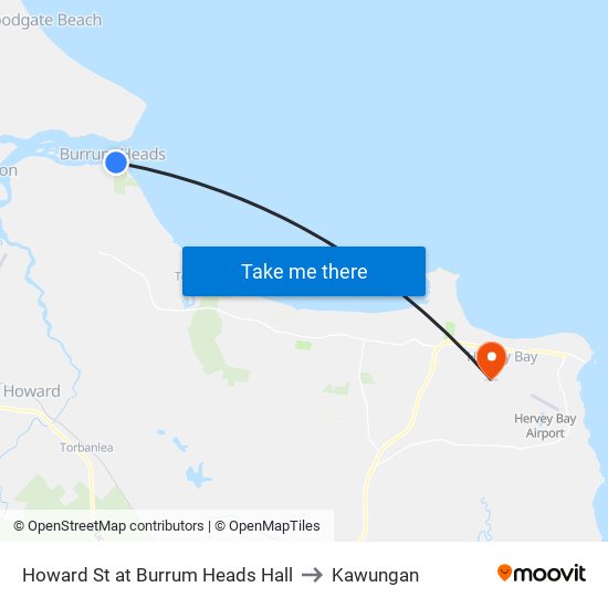 Howard St at Burrum Heads Hall to Kawungan map