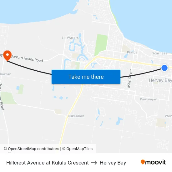 Hillcrest Avenue at Kululu Crescent to Hervey Bay map