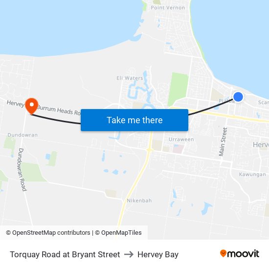 Torquay Road at Bryant Street to Hervey Bay map