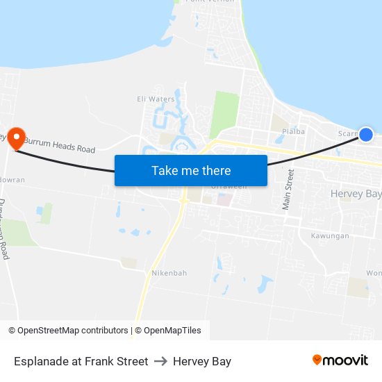 Esplanade at Frank Street to Hervey Bay map