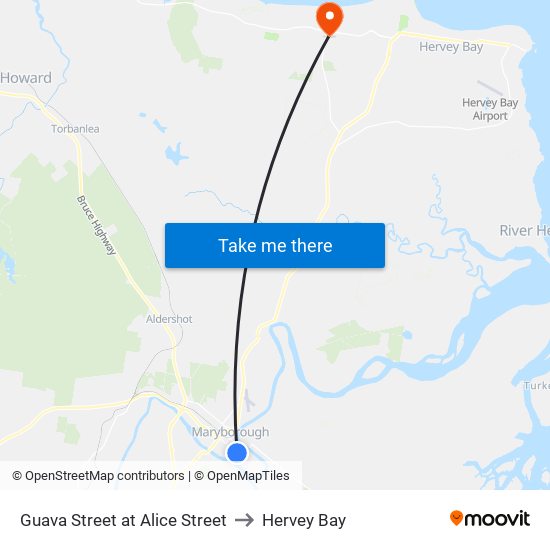 Guava Street at Alice Street to Hervey Bay map