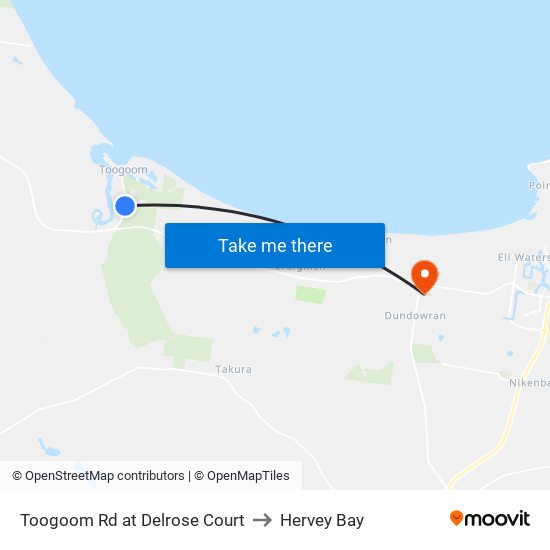 Toogoom Rd at Delrose Court to Hervey Bay map
