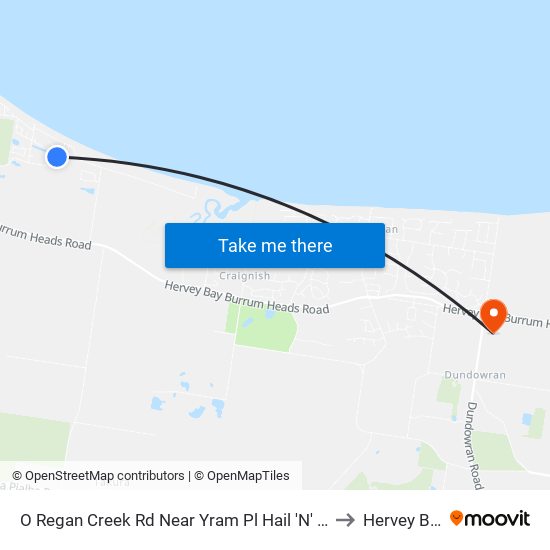 O Regan Creek Rd Near Yram Pl Hail 'N' Ride to Hervey Bay map
