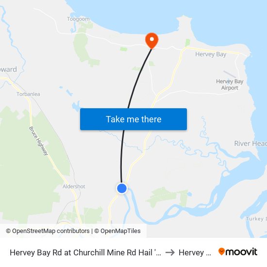 Hervey Bay Rd at Churchill Mine Rd Hail 'N' Ride to Hervey Bay map